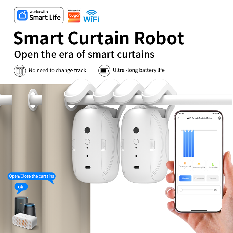 Smart Curtain Robot - 2 adet Wi-Fi Akıllı Perde Robotu,