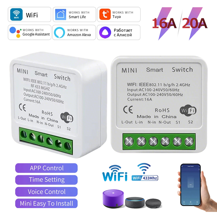 Smart Home Assistant - Tuya WiFi Akıllı Anahtar Modülü RF433Mhz